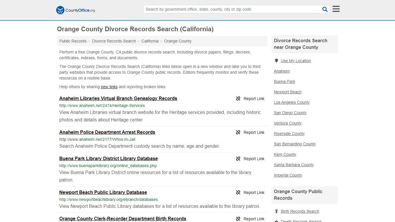 Orange County Divorce Records Search (California) - County Office